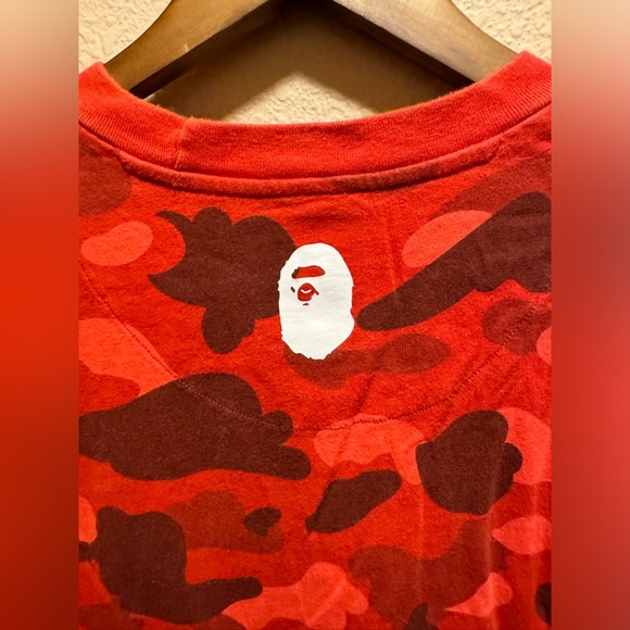 Adidas Bape Logo T Shirt Red White Size M - Picture 6 of 7